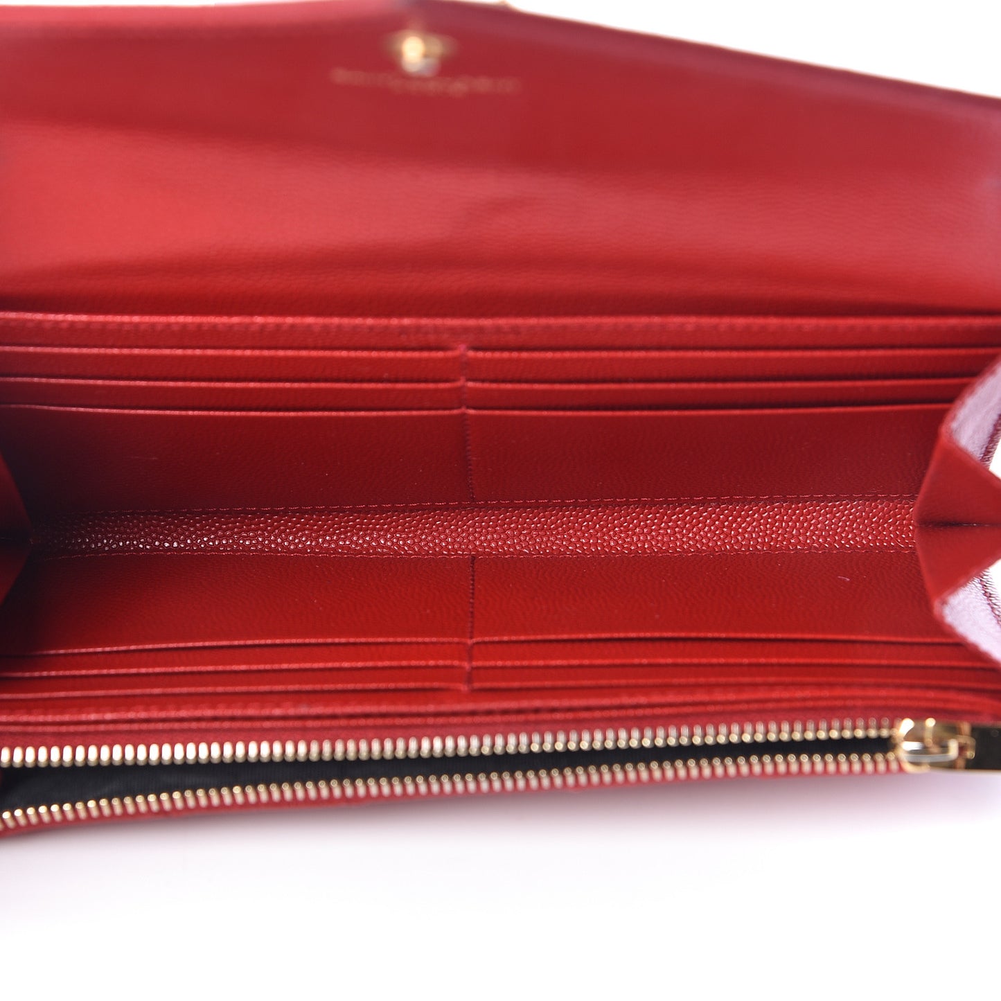 Grain De Poudre Matelasse Chevron Monogram Flap Wallet Red