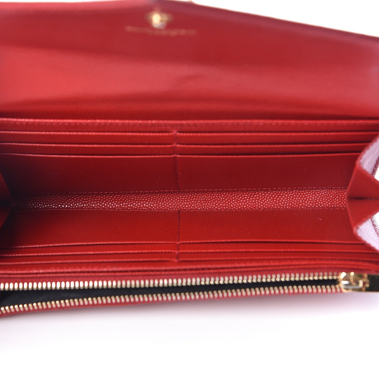 Saint Laurent Grain De Poudre Matelasse Chevron Monogram Flap Wallet Red 5 of 15