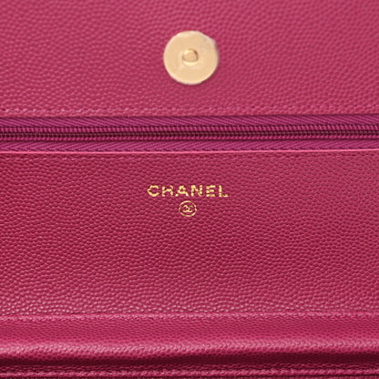 Chanel Caviar Quilted Chain CC Quilted Wallet On Chain WOC Fuchsia 6 of 12