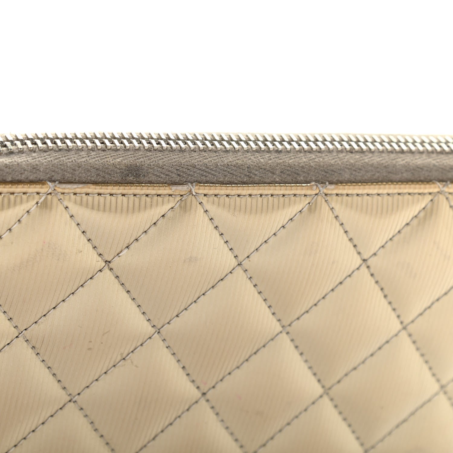 Chanel Striated Patent Zip Around Wallet Gold 18 of 22