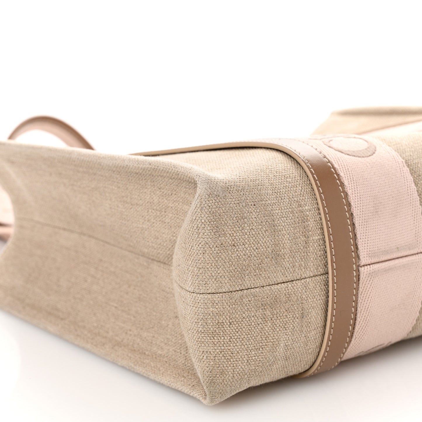 Linen Calfskin Medium Woody Ribbon Tote Blushy Beige