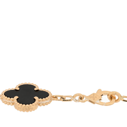 Van Cleef & Arpels 18K Yellow Gold Black Onyx 5 Motifs Vintage Alhambra Bracelet 3 of 4