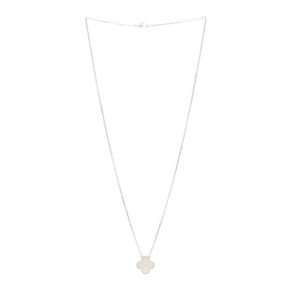 Van Cleef & Arpels 18K White Gold Mother Of Pearl Vintage Alhambra Pendant Necklace 3 of 4
