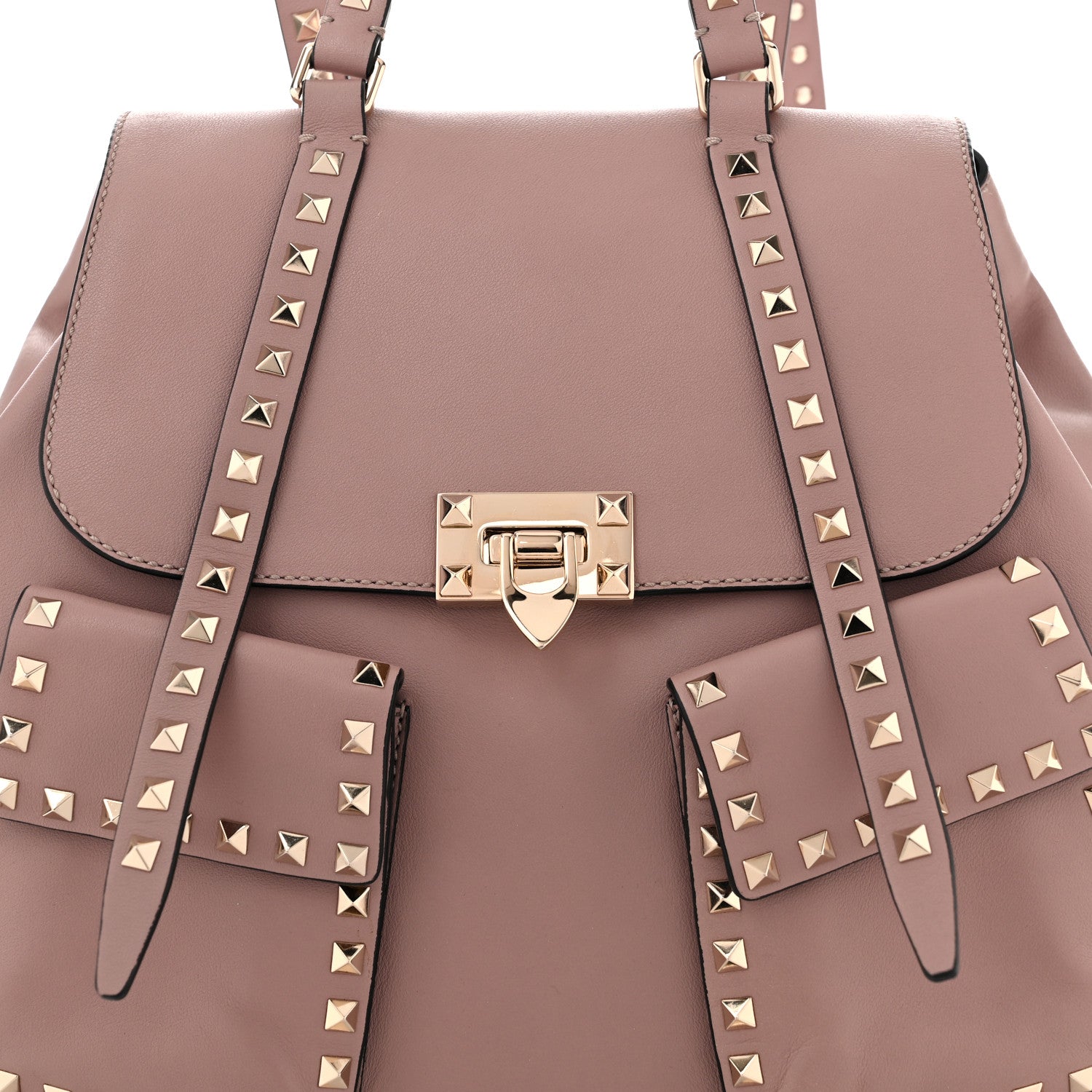 Valentino Garavani Pebbled Calfskin Rockstud Double Pocket Backpack Poudre 8 of 11
