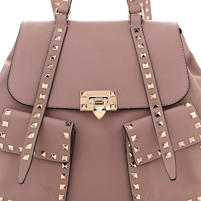 Valentino Garavani Pebbled Calfskin Rockstud Double Pocket Backpack Poudre 8 of 11