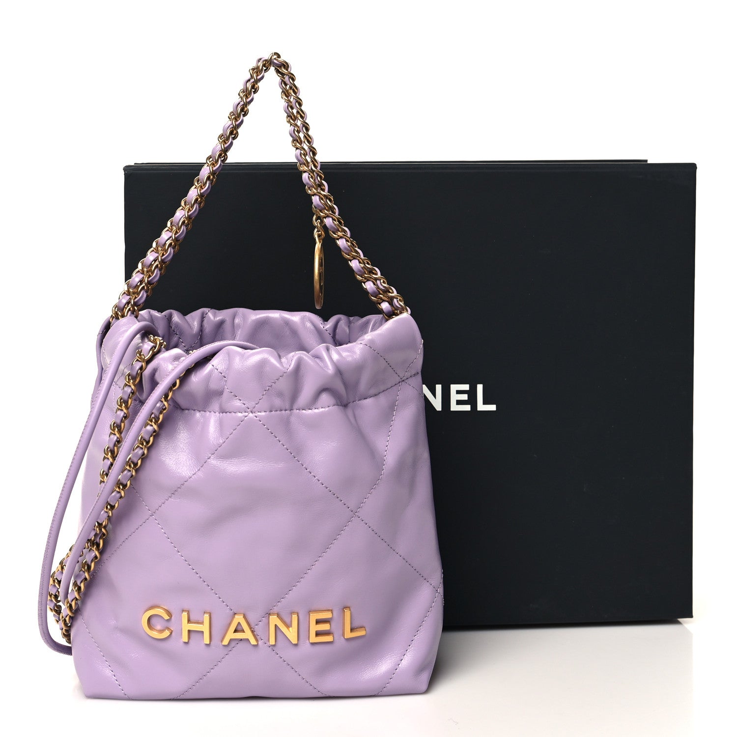 Chanel Shiny Calfskin Quilted Mini Chanel 22 Light Purple 11 of 11