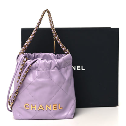 Chanel Shiny Calfskin Quilted Mini Chanel 22 Light Purple 11 of 11