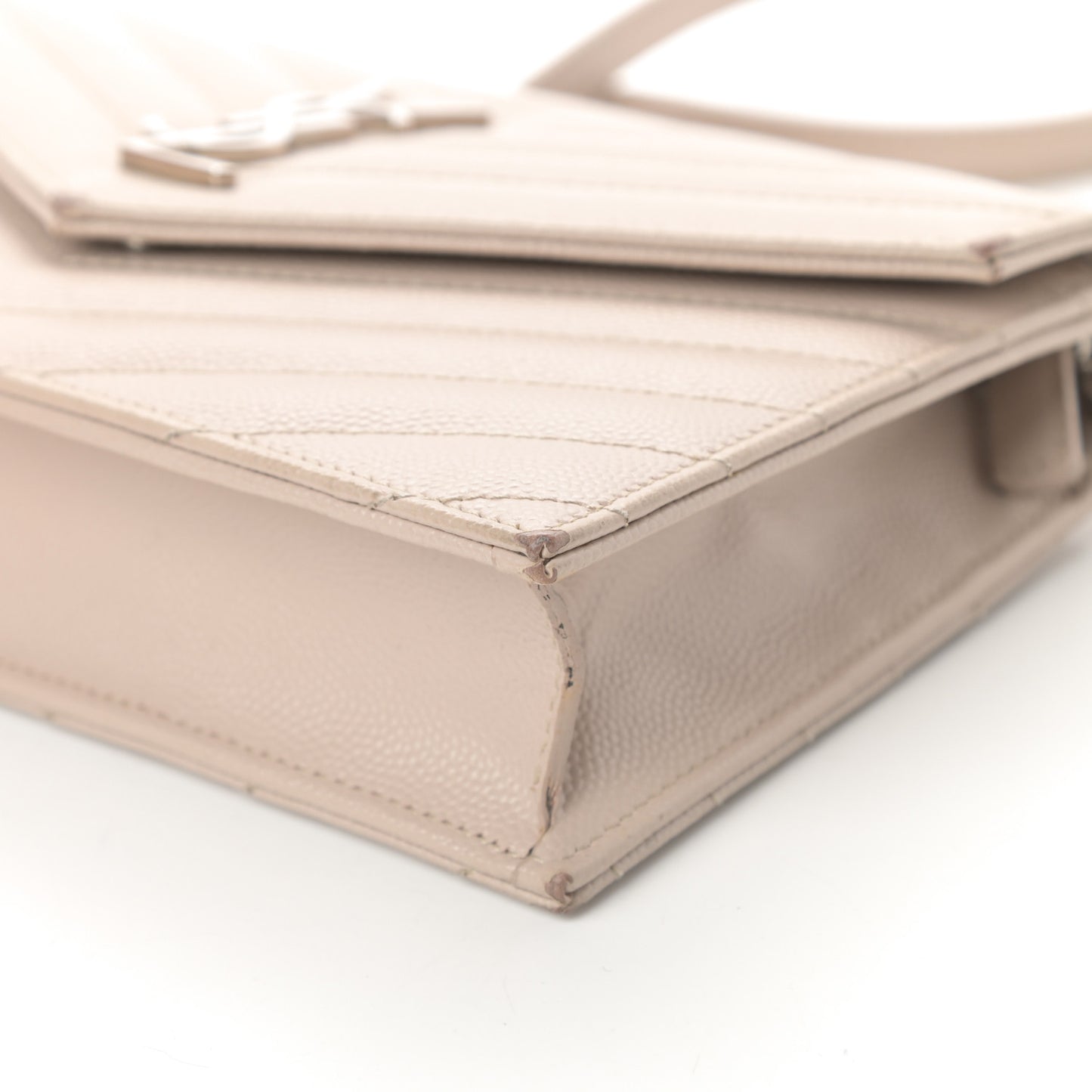 Grain De Poudre Matelasse Chevron Monogram Envelope Chain Wallet Nude Powder