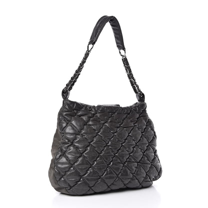 Chanel Iridescent Calfskin Bubble Quilt Hobo Grey 3 of 10