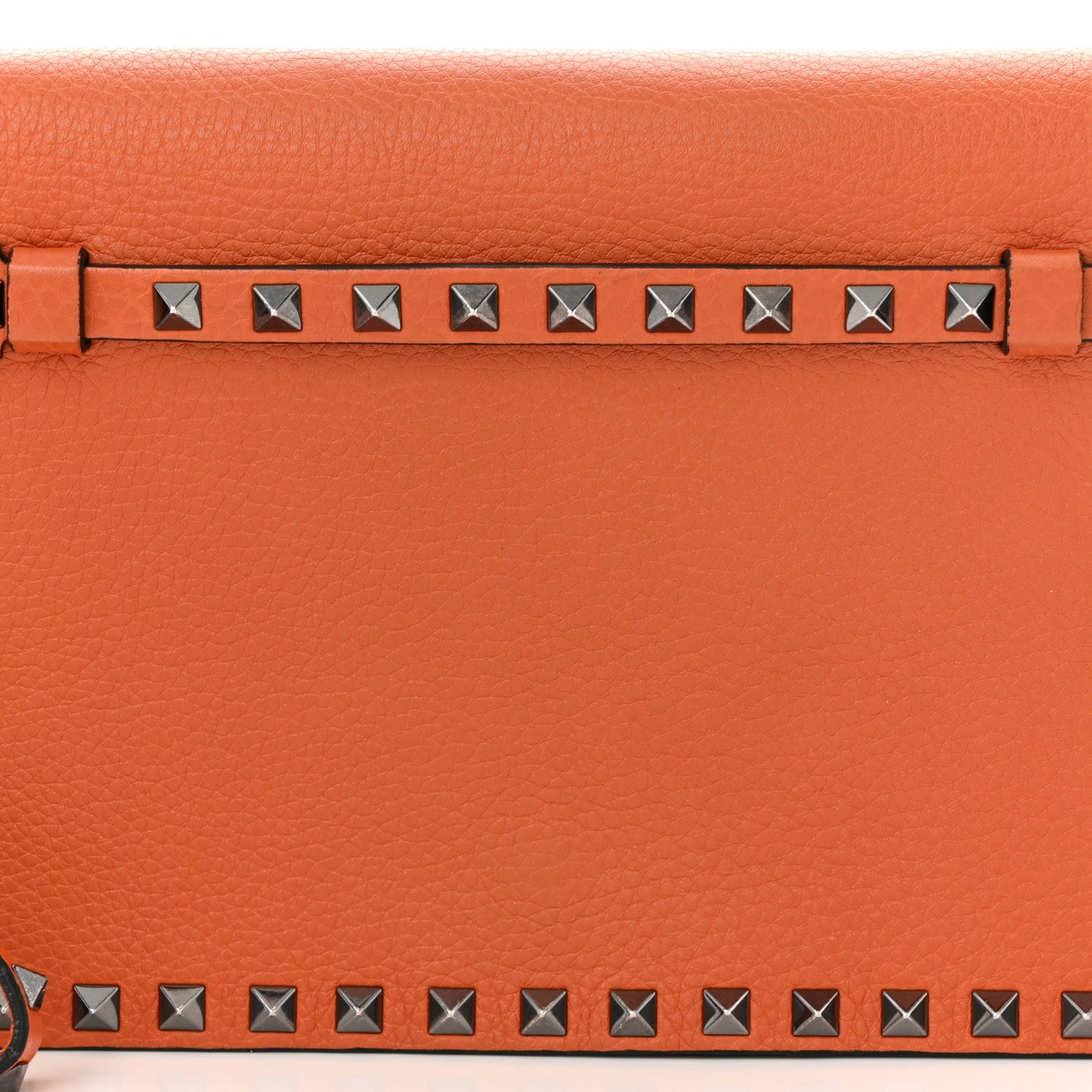 Pebbled Calfskin Rockstud Wristlet Clutch Orange