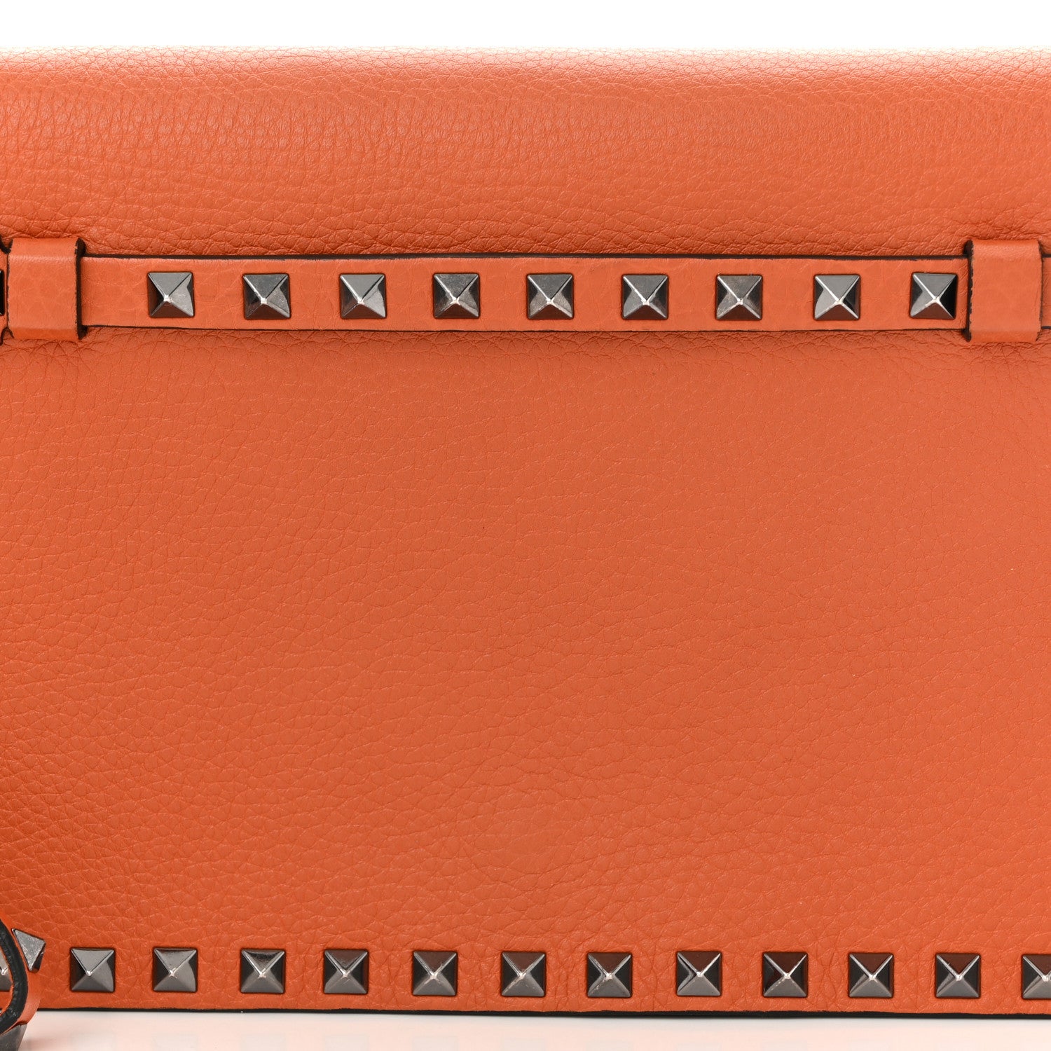 Valentino Garavani Pebbled Calfskin Rockstud Wristlet Clutch Orange 7 of 9