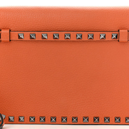 Valentino Garavani Pebbled Calfskin Rockstud Wristlet Clutch Orange 7 of 9