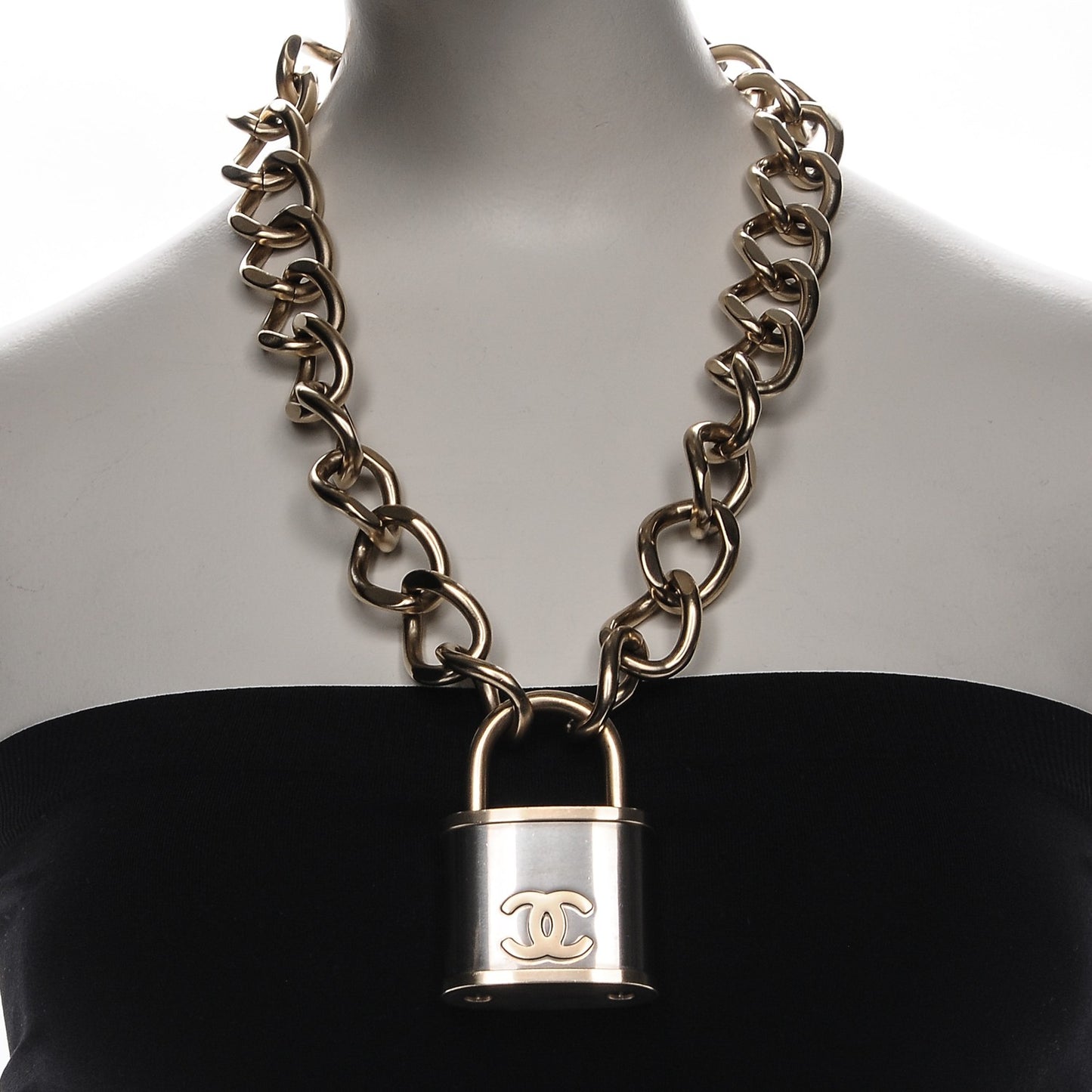 CC Oversized Padlock Necklace Gold Silver