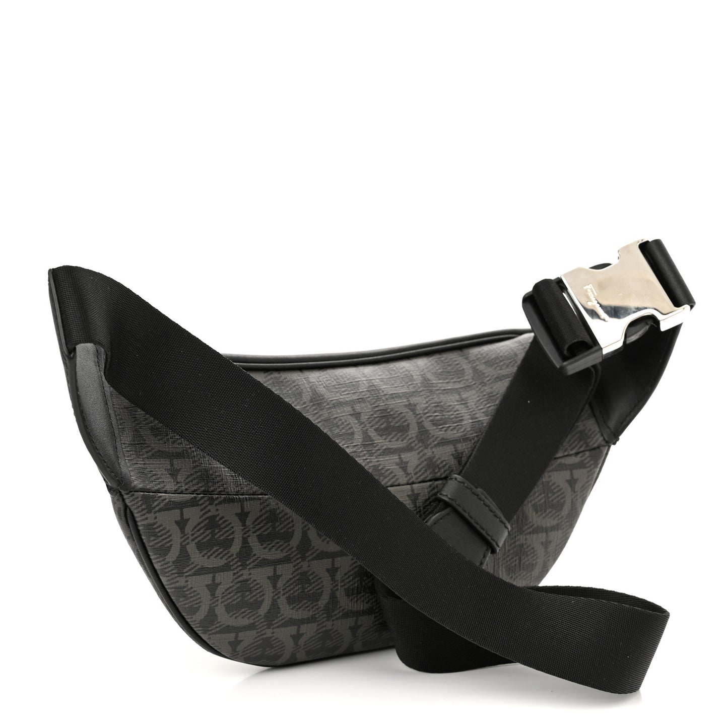 Gancini Monogram Calfskin Waist Bag Black Grey