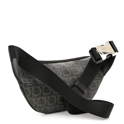 Salvatore Ferragamo Gancini Monogram Calfskin Waist Bag Black Grey 3 of 10