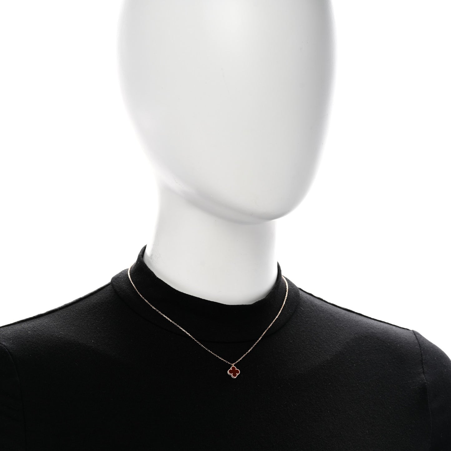 18K Rose Gold Carnelian Sweet Alhambra Pendant Necklace
