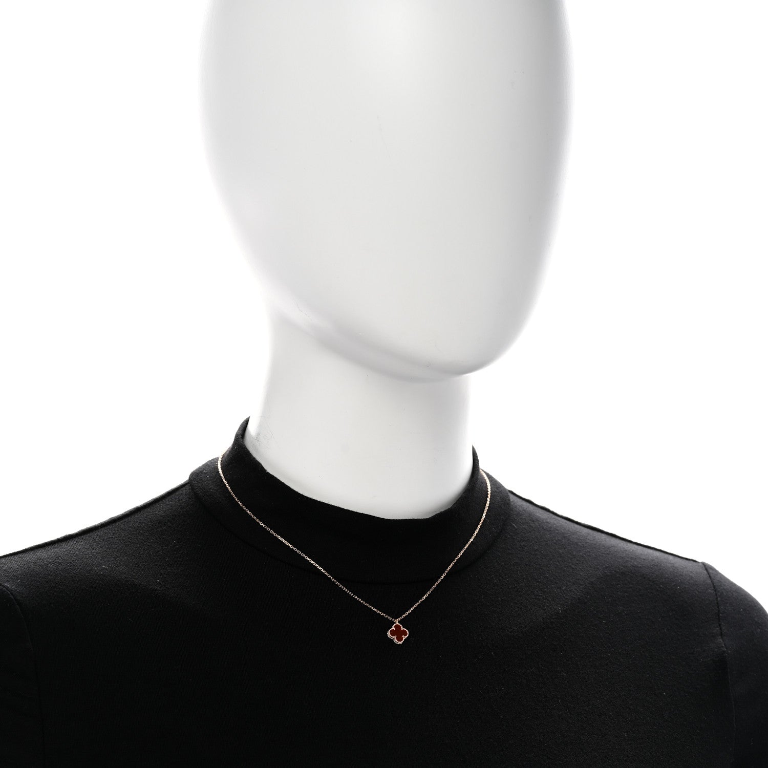 Van Cleef & Arpels 18K Rose Gold Carnelian Sweet Alhambra Pendant Necklace 2 of 6
