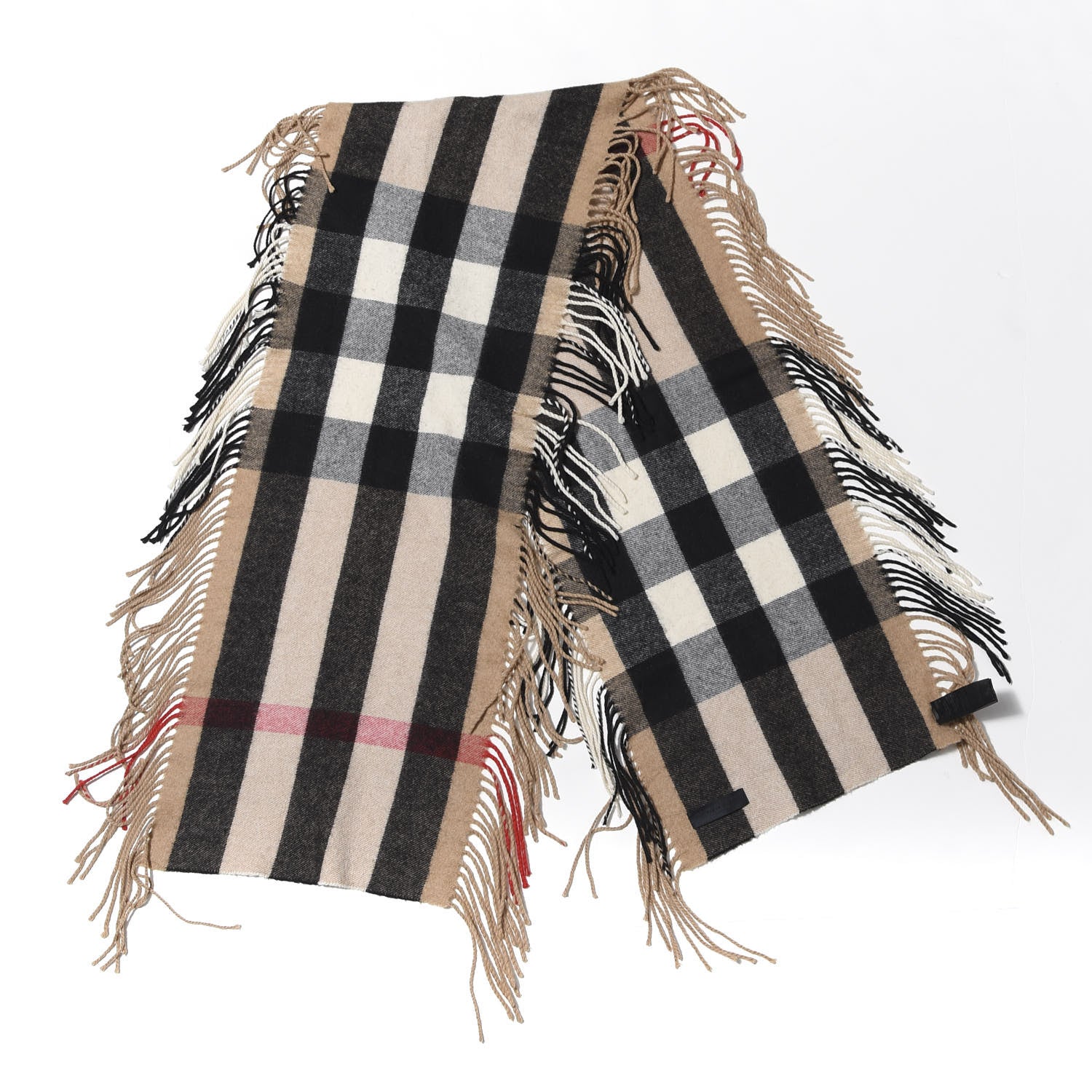 Burberry Prorsum Cashmere Half Mega Check Fringe Scarf Camel 2 of 4