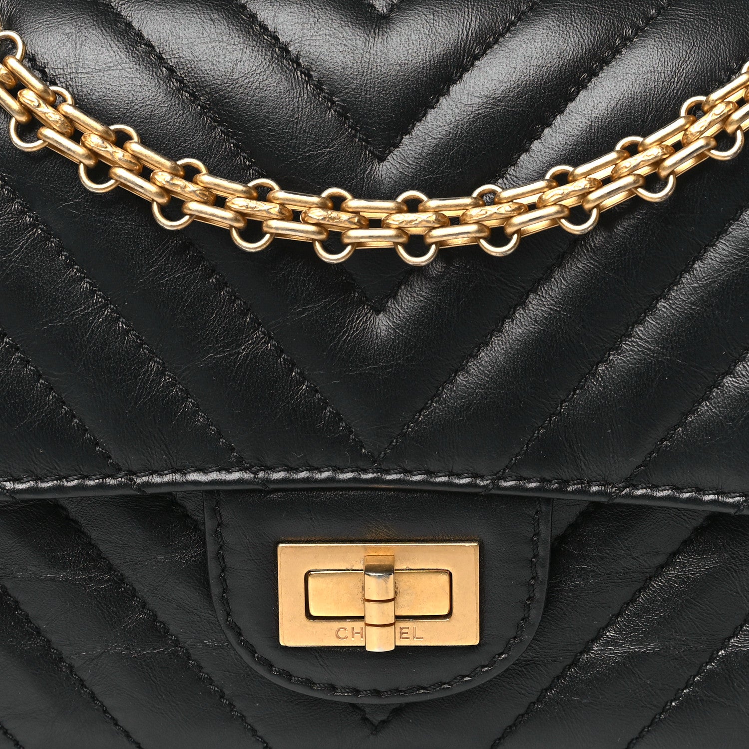 Chanel Aged Calfskin Chevron Quilted 2.55 Reissue Mini Flap Black 8 of 10