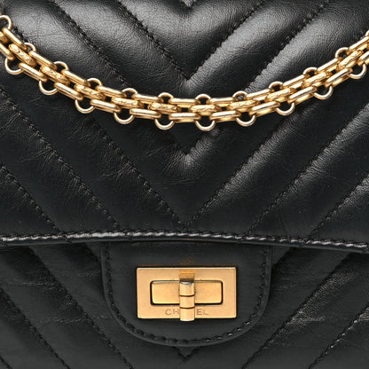 Chanel Aged Calfskin Chevron Quilted 2.55 Reissue Mini Flap Black 8 of 10