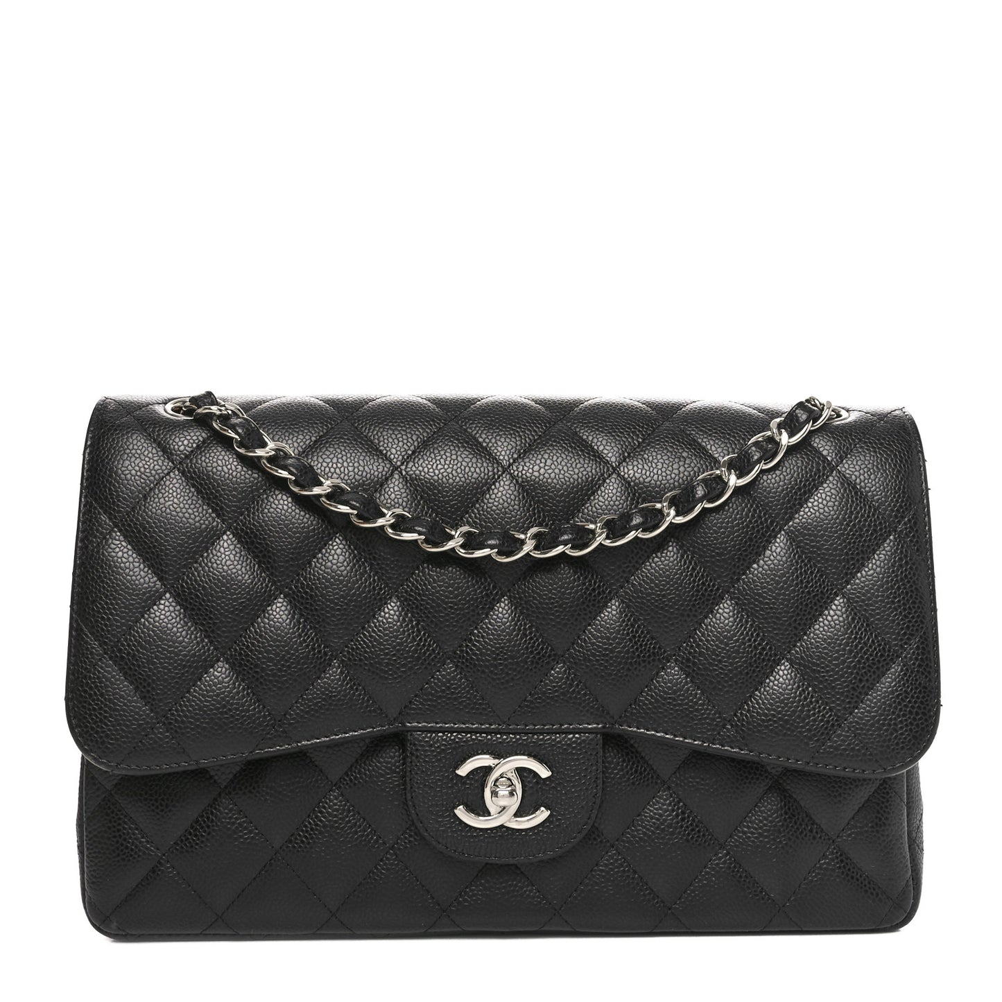 Caviar Quilted Jumbo Double Flap Black