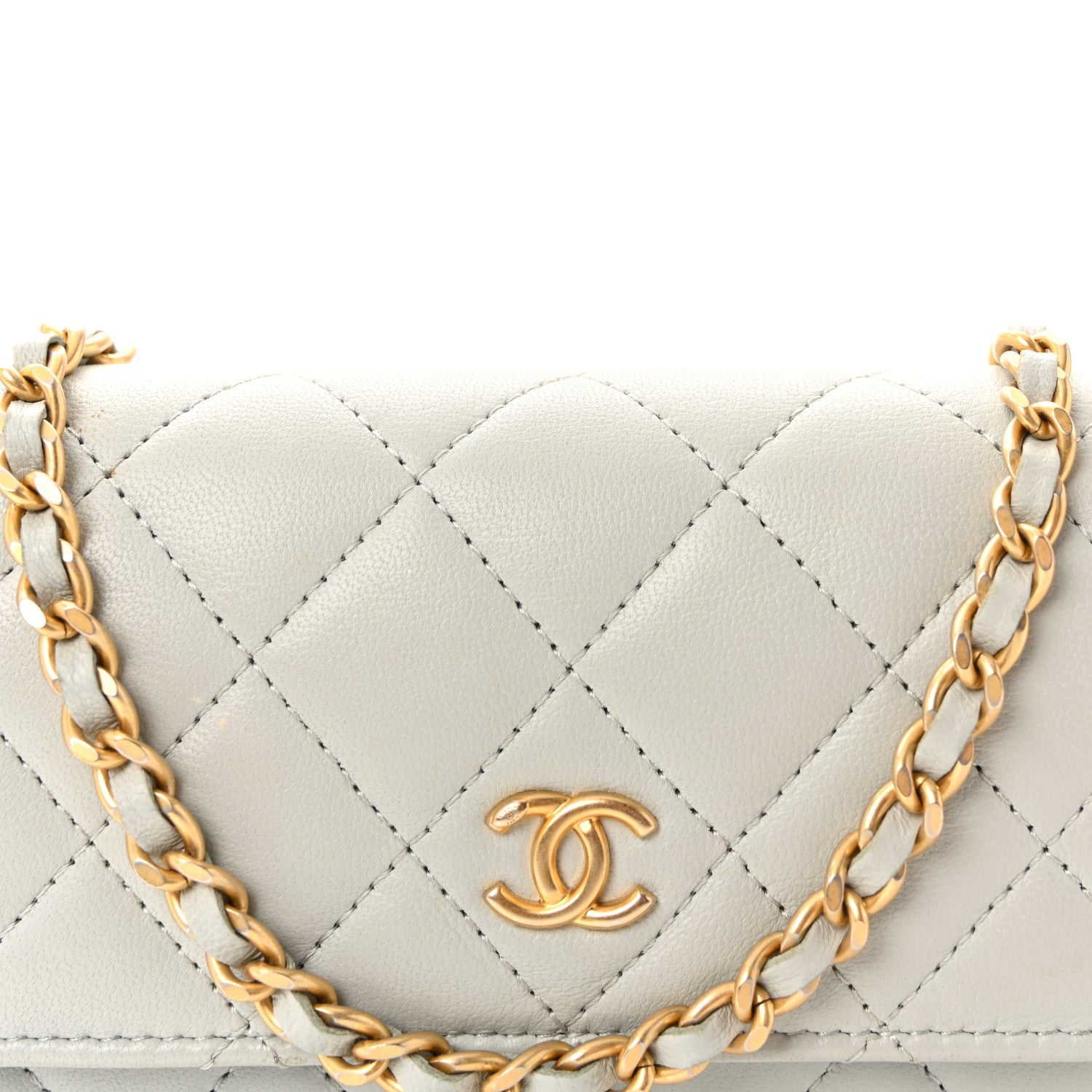 Chanel Lambskin Pearl Crush Quilted Flap Phone Holder With Chain