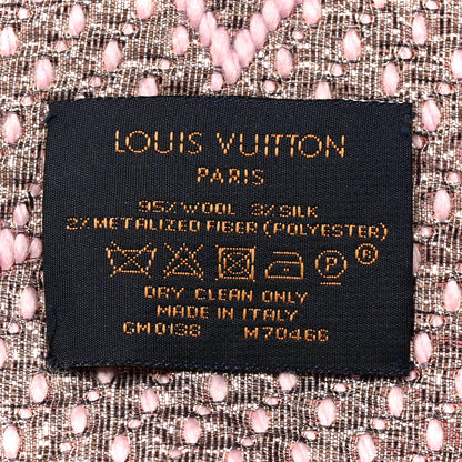 Louis Vuitton Wool Silk Logomania Shine Scarf Pink 3 of 4