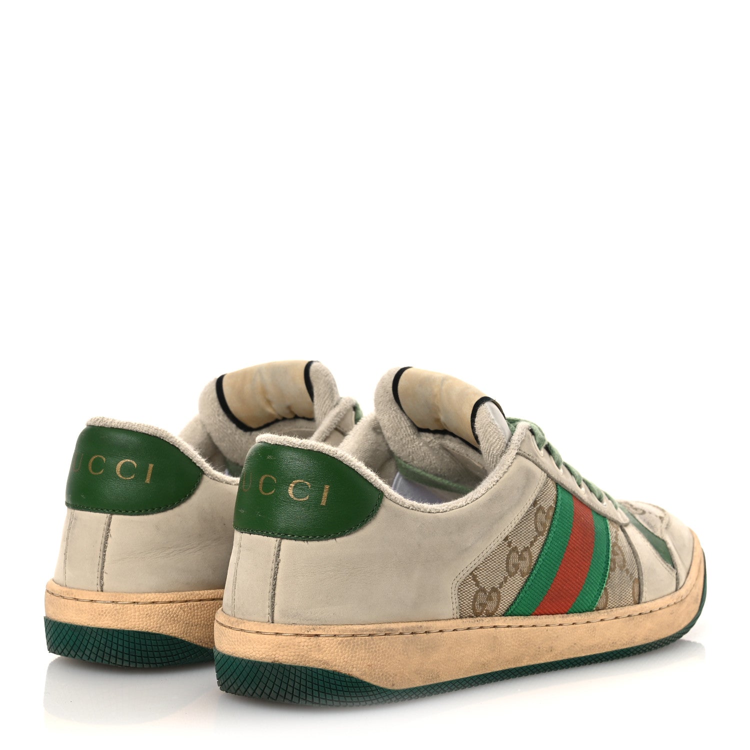 Gucci GG Monogram Nubuck Web Womens Screener Sneakers 40 New Sand Dusty Milk Vintage Green 5 of 16