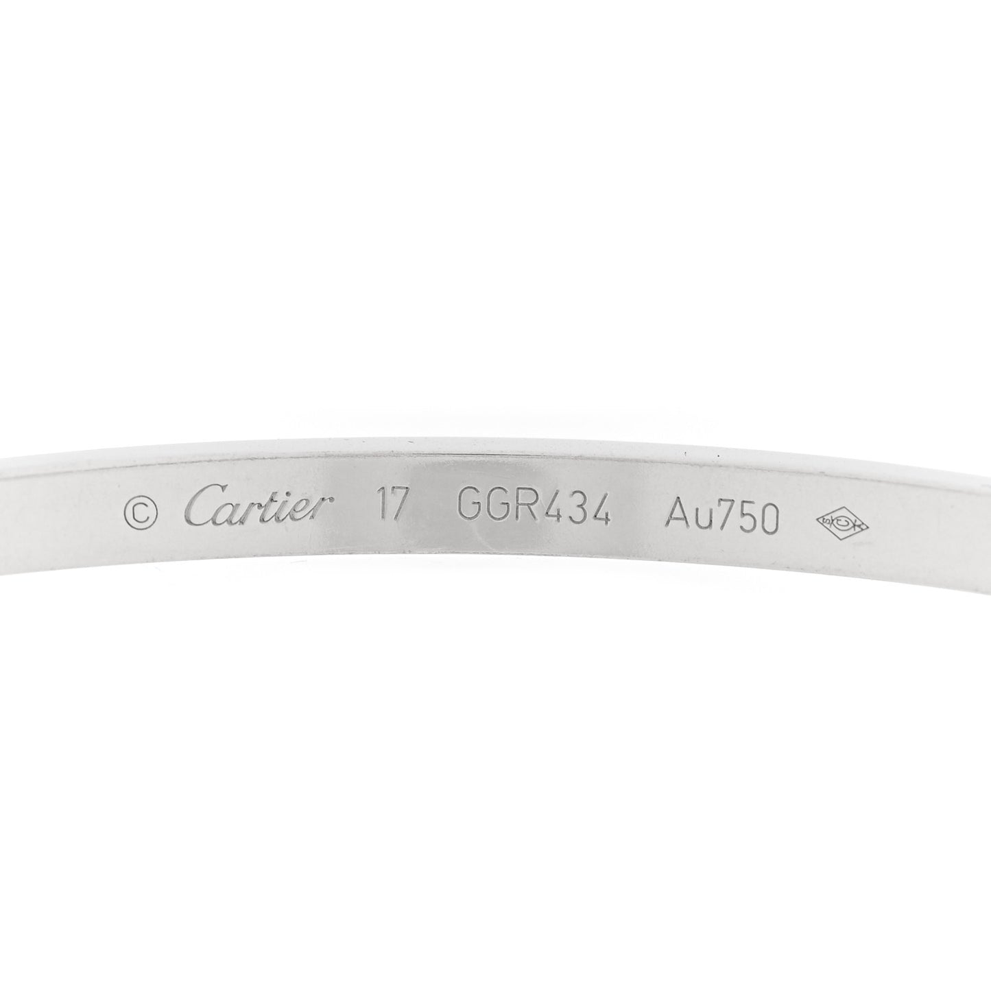 18K White Gold 10 Diamond Small LOVE Bracelet 17