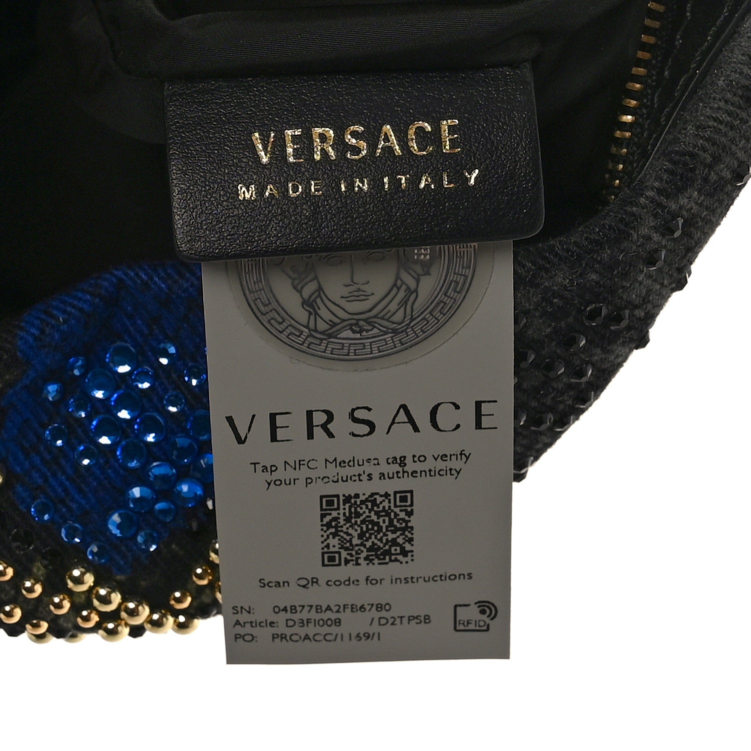 Versace Denim Embellished Snake Print Hobo Bag 6 of 9