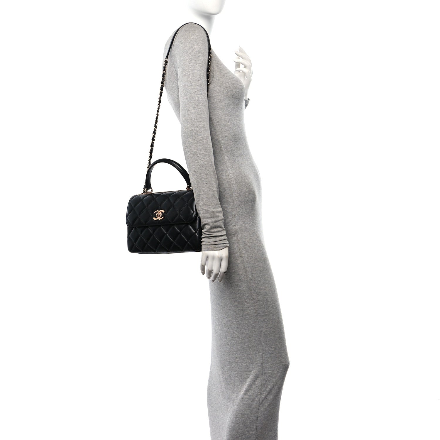 Chanel Lambskin Quilted Small Trendy CC Dual Handle Flap Bag Black 2 of 14