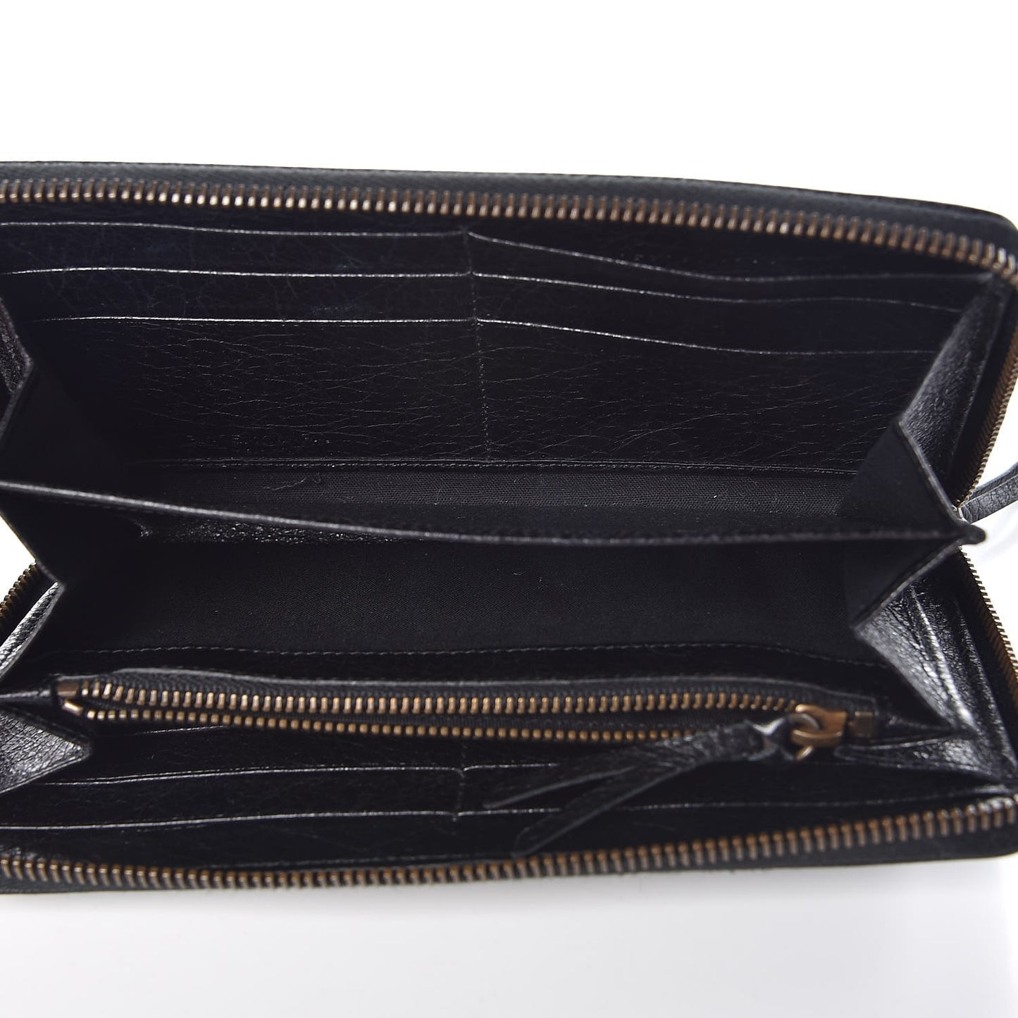 Agneau Classic Hardware Continental Zip Around Wallet Black