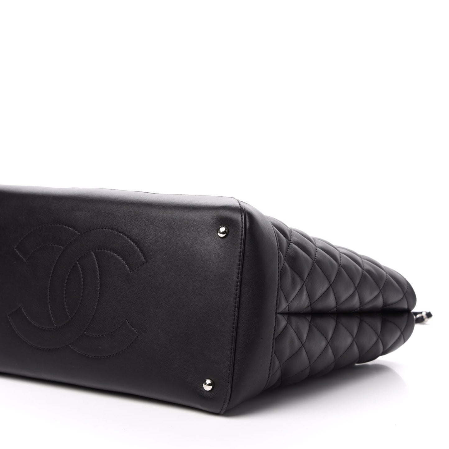 Calfskin Quilted Large Easy Shopping Tote Black