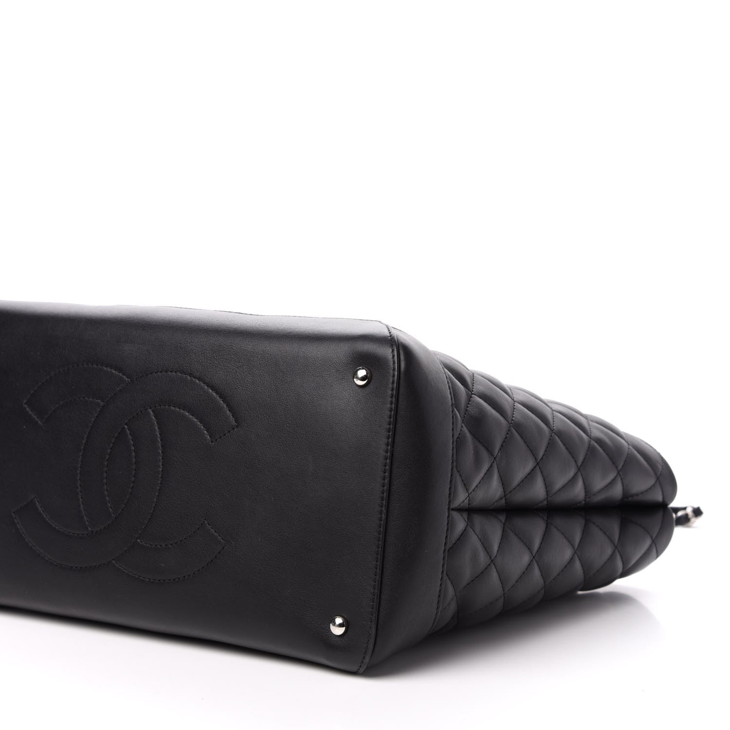 Chanel Calfskin Quilted Large Easy Shopping Tote Black 10 of 11
