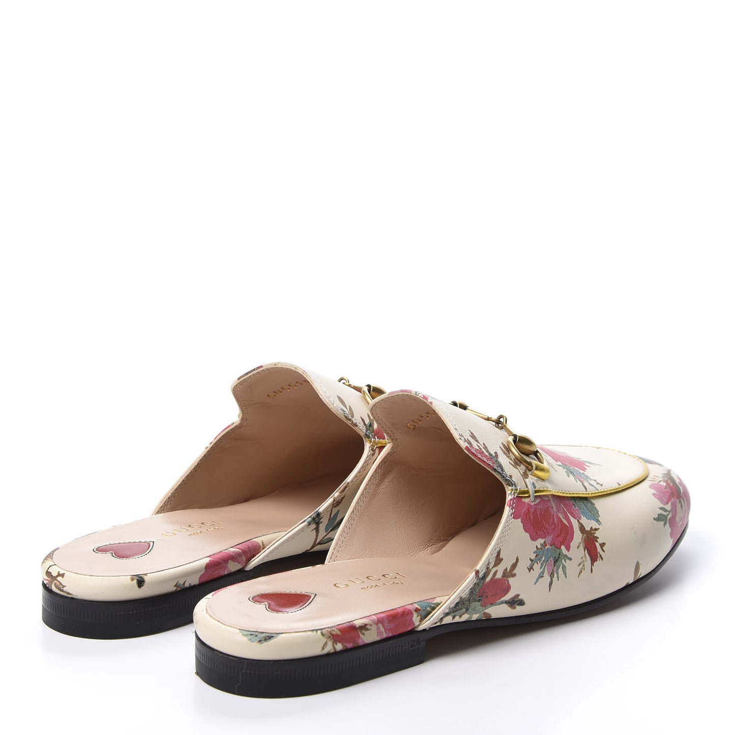 Calfskin Stamp Allover Rose Princetown Slippers 36 Ivory Multicolor