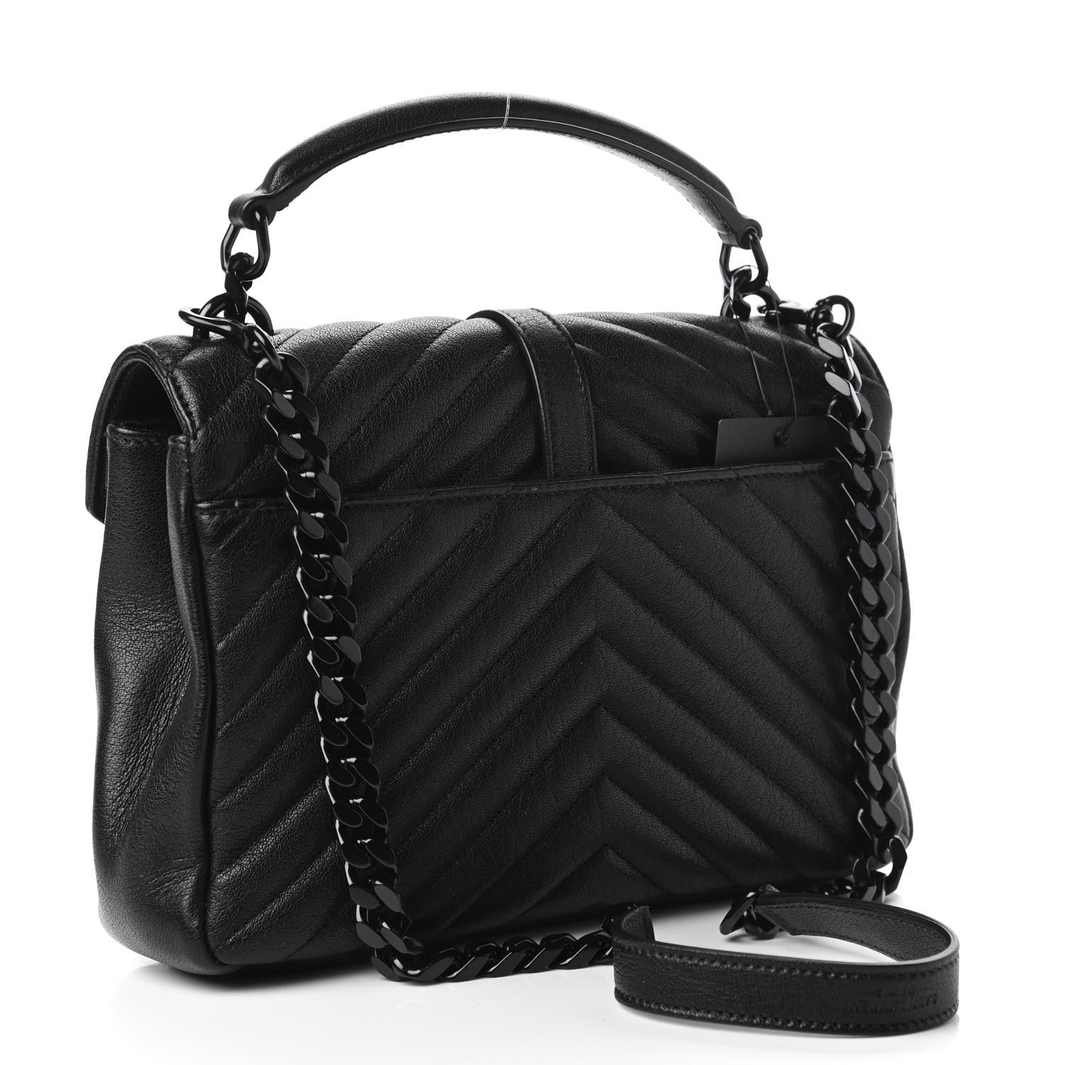 Saint Laurent Sheepskin Matelasse Chevron Monogram Monochrome Medium College Bag Black 3 of 11