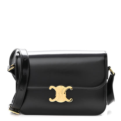 Celine Shiny Calfskin Medium Triomphe Black 1 of 10