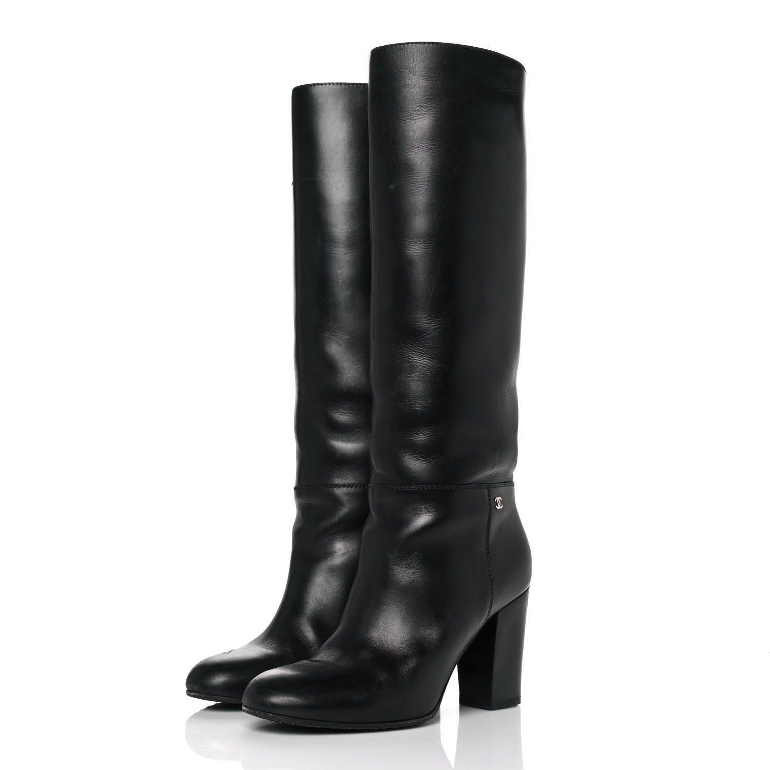 Chanel Calfskin Knee High Boots 39 Black 3 of 7