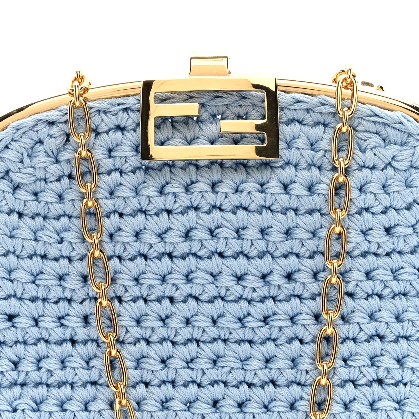 Fabric Crochet Baguette Phone Bag Azzurro Sky