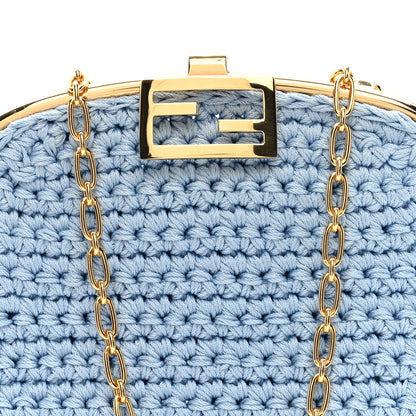 Fendi Fabric Crochet Baguette Phone Bag Azzurro Sky 8 of 11