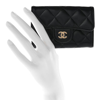 Chanel Lambskin Quilted Flap Card Holder Wallet Black 2 of 9