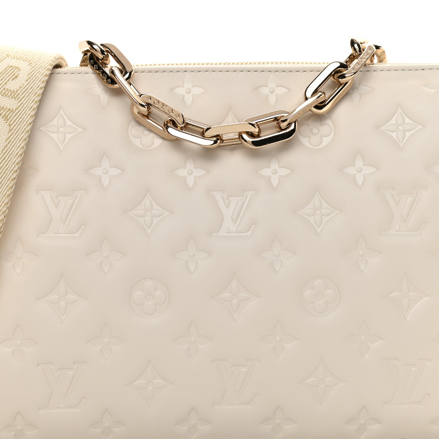 Louis Vuitton Lambskin Embossed Monogram Coussin PM Beige Cream 9 of 12
