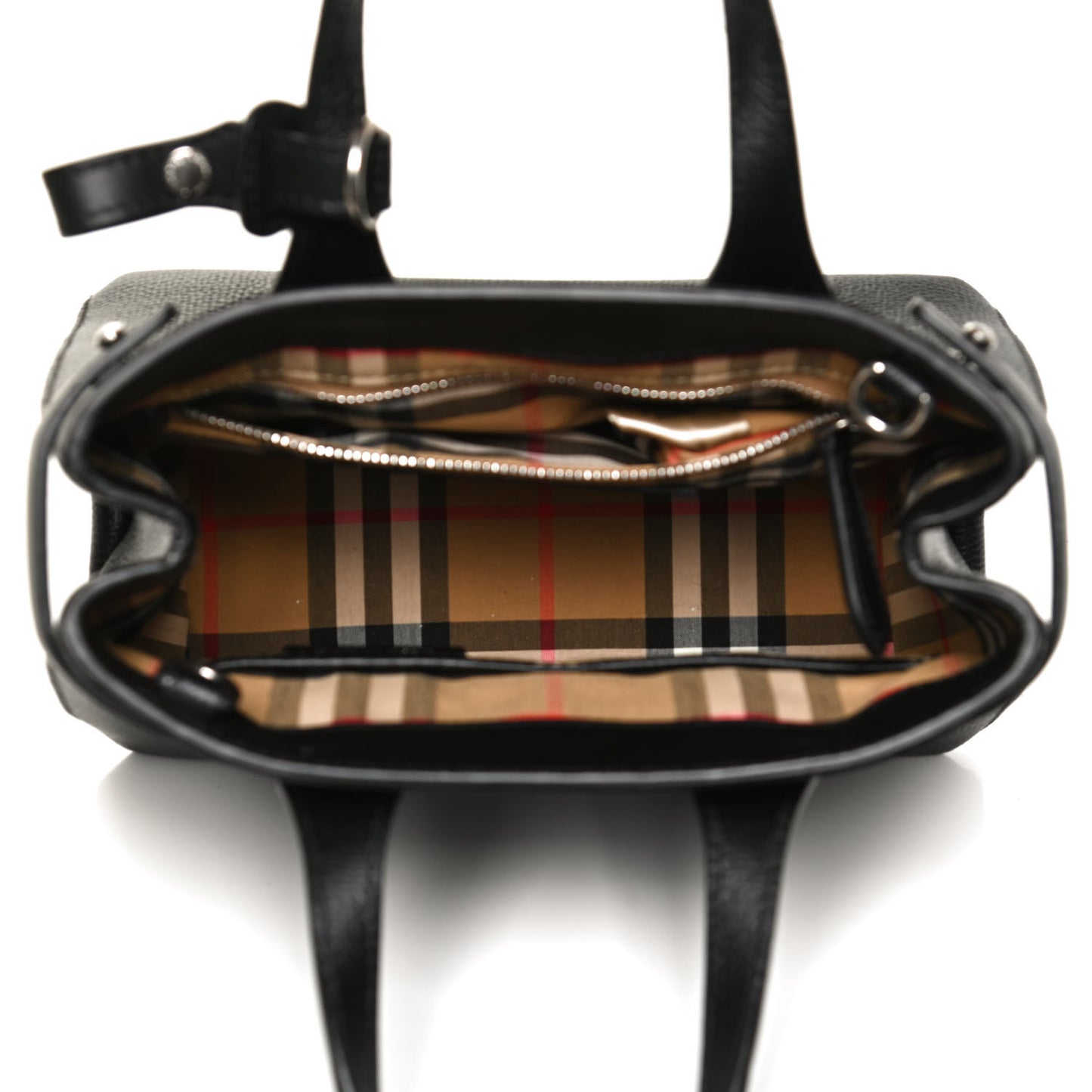 Grainy Calfskin House Check Baby Banner Tote Black