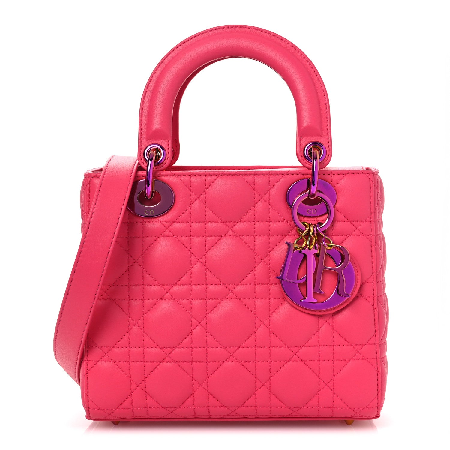 Christian Dior Lambskin Cannage Small Rainbow Lady Dior Pink 1 of 11