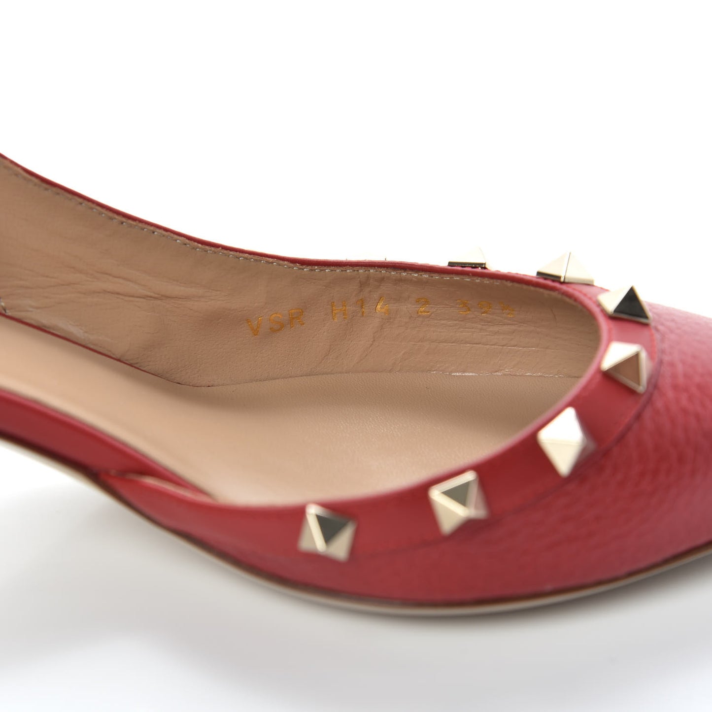 Pebbled Calfskin Rockstud Half D'Orsay Slingback 50mm Pumps 39.5 Rosso Valentino