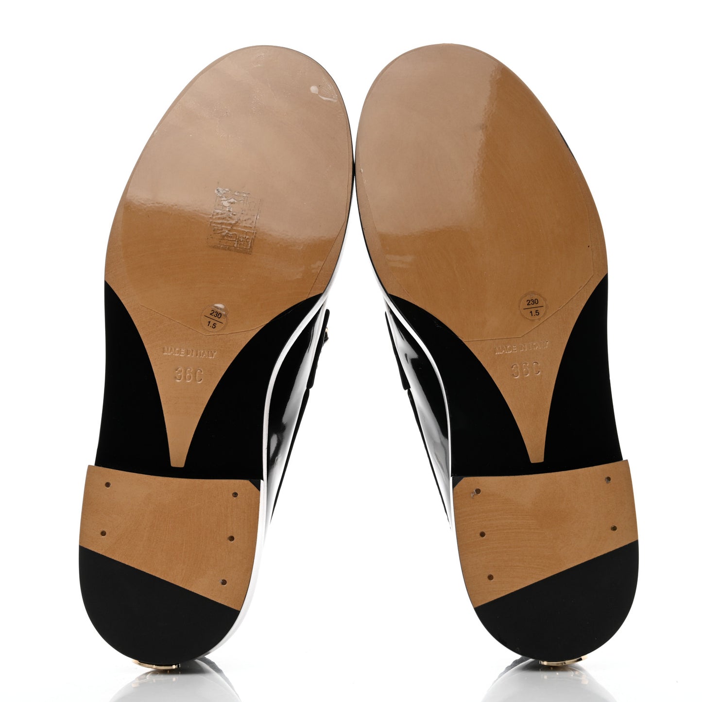 Shiny Calfskin Logo Loafers 36 Black