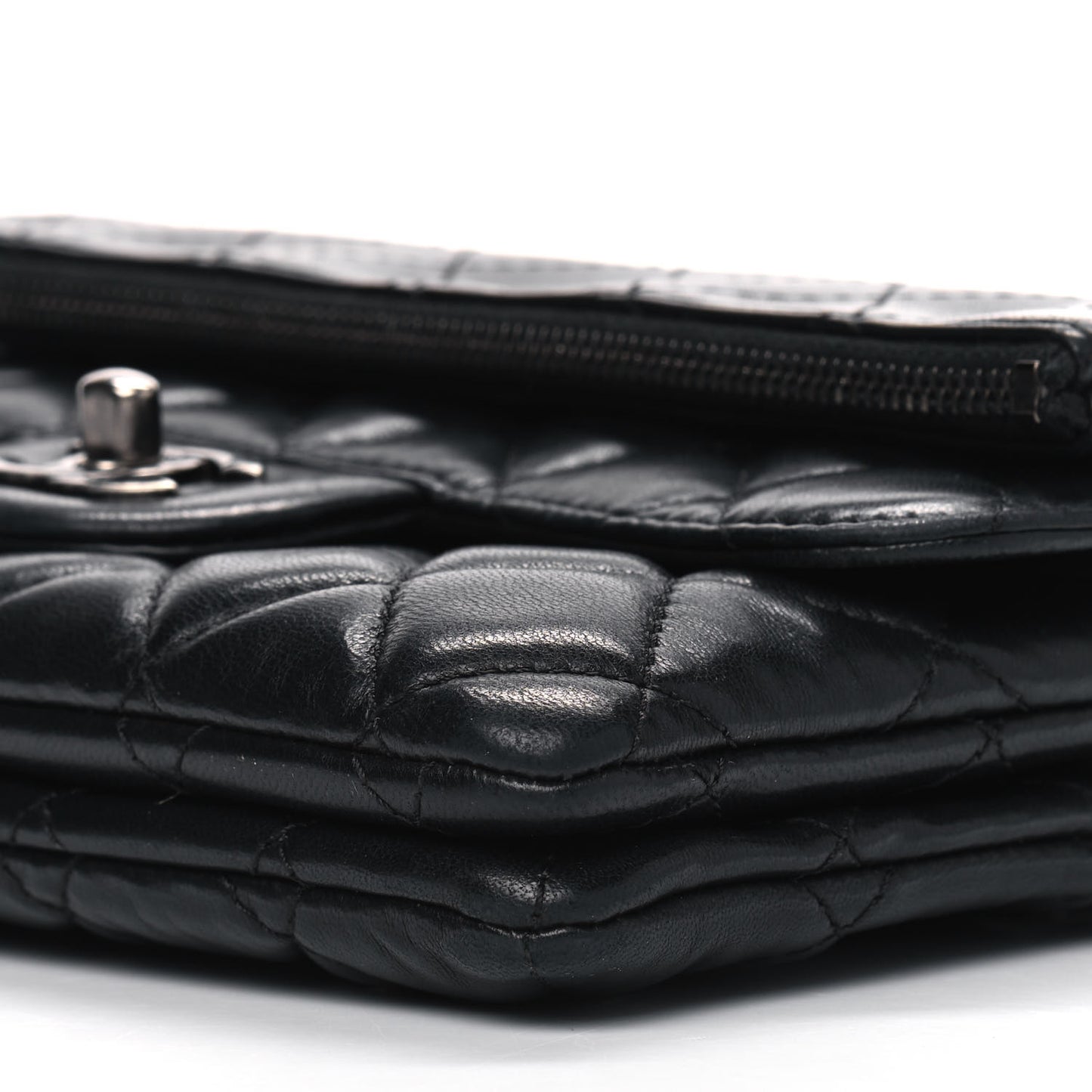 Lambskin Quilted Mini Multi Flap Bag Black
