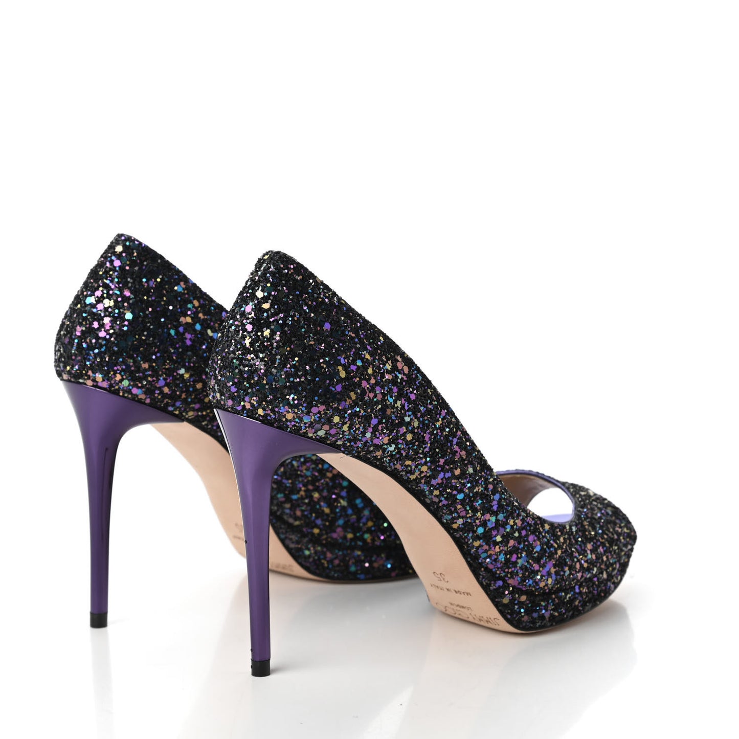 Coarse Glitter Crown 100 Peep Toe Platform Pumps 35 Petrol
