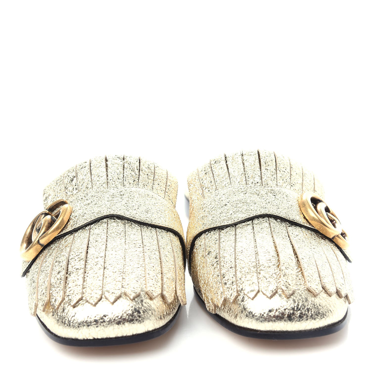 Gucci Galassia Womens GG Marmont Fringe Slippers 37.5 Platino 5 of 10