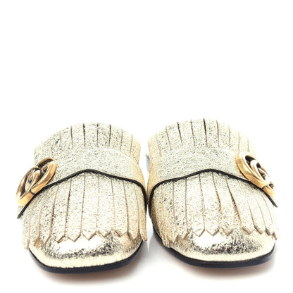Gucci Galassia Womens GG Marmont Fringe Slippers 37.5 Platino 5 of 10